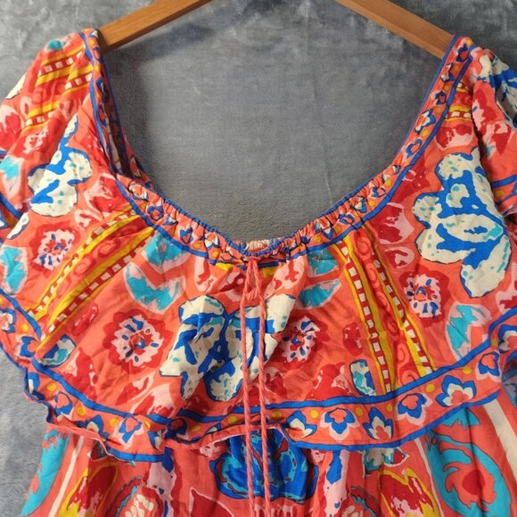 Flying Tomato Women’s Off Shoulder Dress S Multicolor Boho Ruffle Festival Rayon - Picture 7 of 9